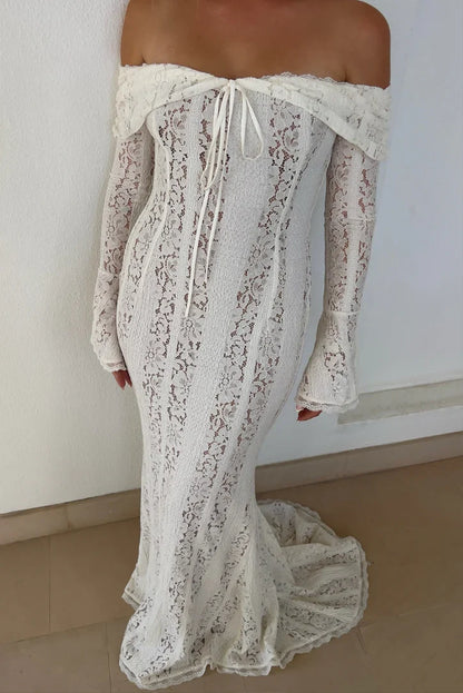 Lucy | Women's Lace Off-Shoulder Maxi Dress
