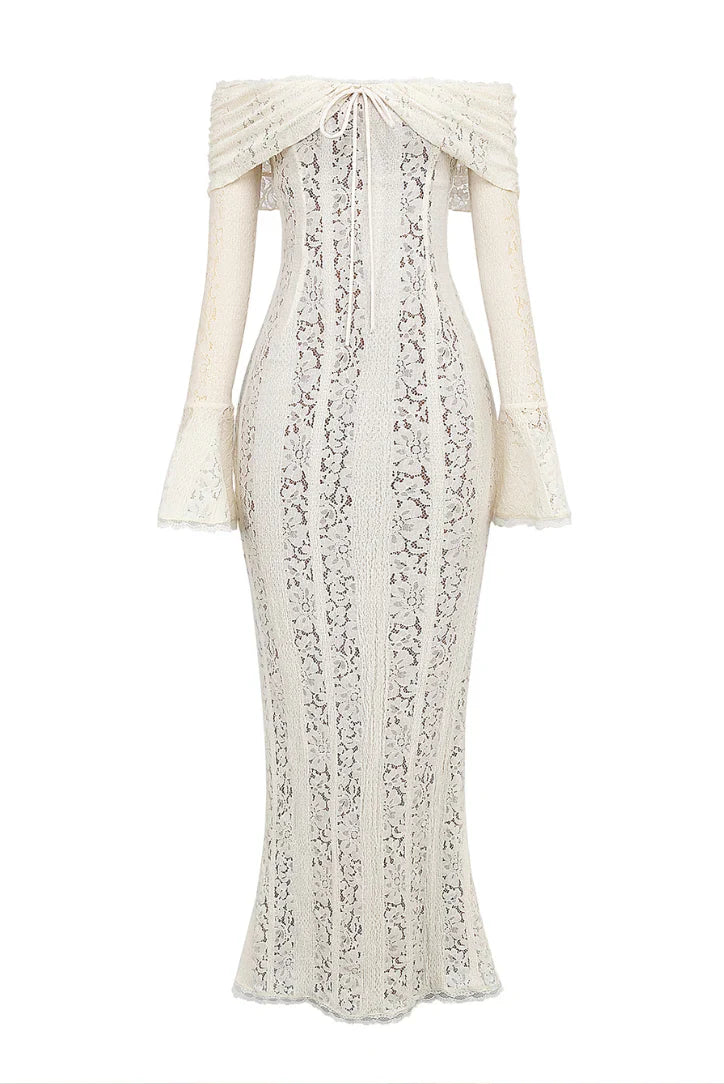 Lucy | Women's Lace Off-Shoulder Maxi Dress