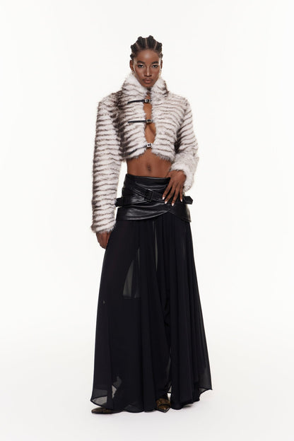 Meadow | Women's Zebra Print Faux Fur Jacket