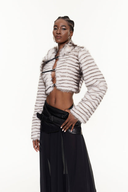 Meadow | Women's Zebra Print Faux Fur Jacket