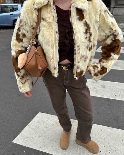 Samantha | Soft Jacket with Cow Print Design