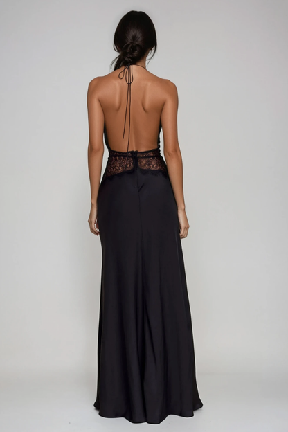Selene | Women's Lace Plunge Backless Maxi Dress