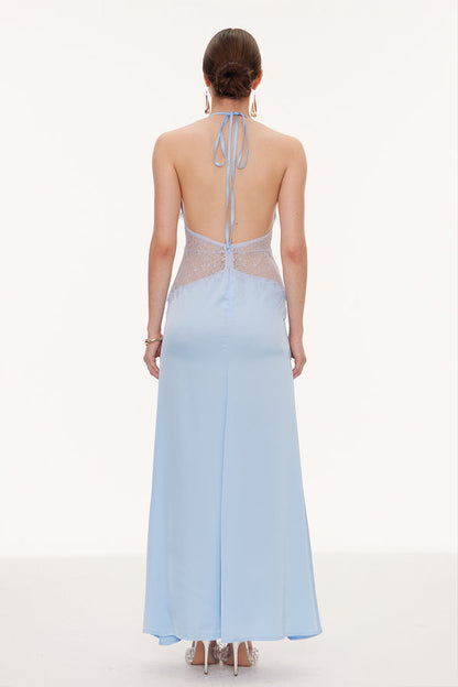 Selene | Women's Lace Plunge Backless Maxi Dress