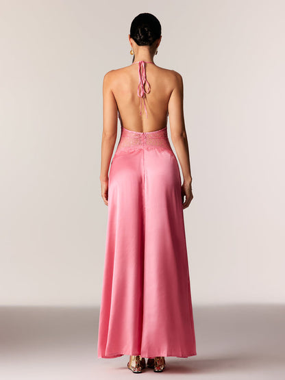Selene | Women's Lace Plunge Backless Maxi Dress