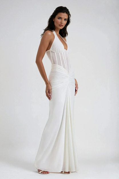 Verity | Women's Halter Neck Corset Maxi Dress