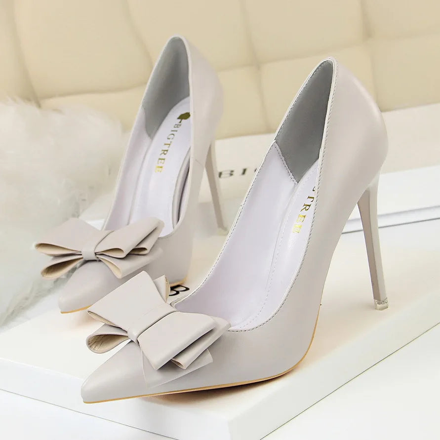 Bow Woman Pumps Sexy High Heels Stiletto Casual Office Shoes for Women