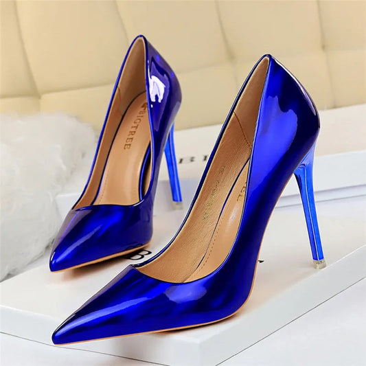 Blue Green Valentine Pumps 10.5cm High Heels Shoes for Women