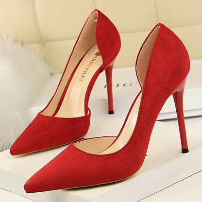 Suede Pointed Toe Stiletto High Heel Pumps for Women