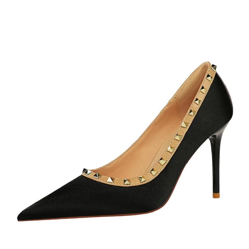 Satin Stiletto High-heeled Single Shoes for a Sexy Nightclub