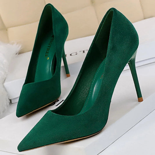Suede High Heel Pumps for Women - Stylish Office Shoes