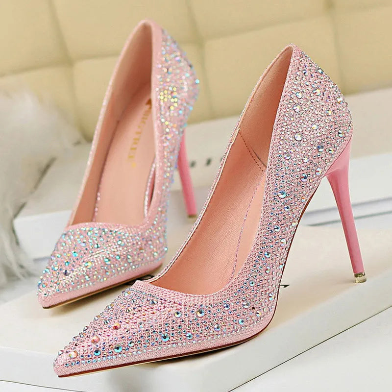 Rhinestone Stiletto Heel Wedding Pumps Fashion Shoes for Women