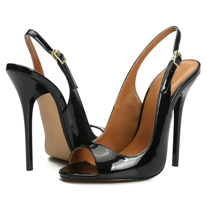 Peep Toe Patent Slingbacks Sandals with 13cm High Heel for Women