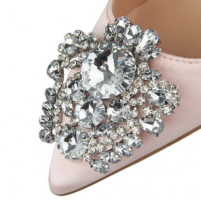 Kitten Heel Rhinestone Pumps for Women's Wedding High Heels