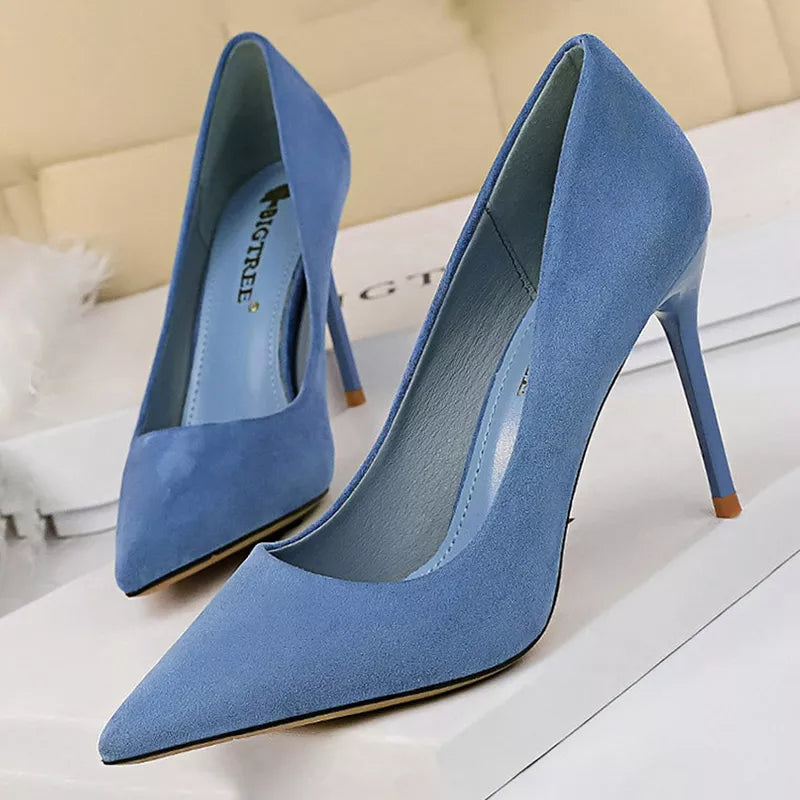 Suede High Heel Pumps - Fashionable Office and Party Shoes
