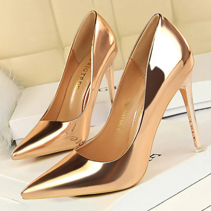 Patent Leather High Heel Wedding Pumps Basic Pump Shoes for Women