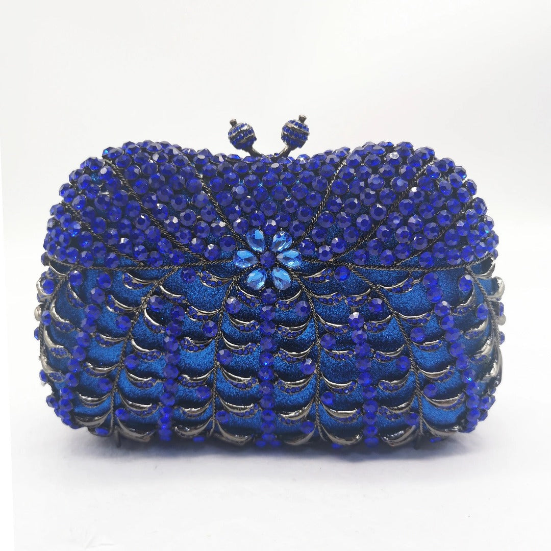 Blue Rhinestones Clutch Bag by Alyssa