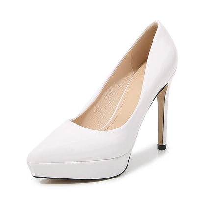 Glossy Pointed Toe Platform High Heels for Elegant Ladies