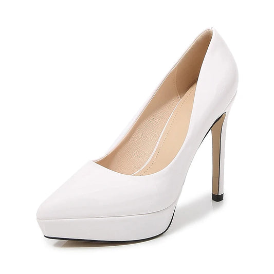 Glossy Pointed Toe Platform High Heels for Elegant Ladies