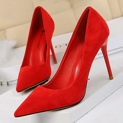 Suede High Heel Pumps - Fashionable Office and Party Shoes