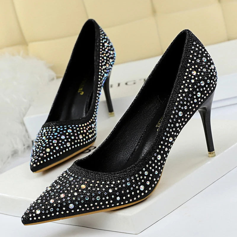 Rhinestone Stiletto Heel Wedding Pumps Fashion Shoes for Women