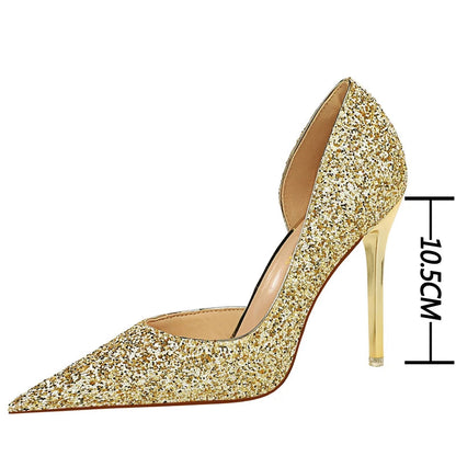 Sequin Cloth Gold Silver Woman Pumps for Wedding with Sexy High Heels