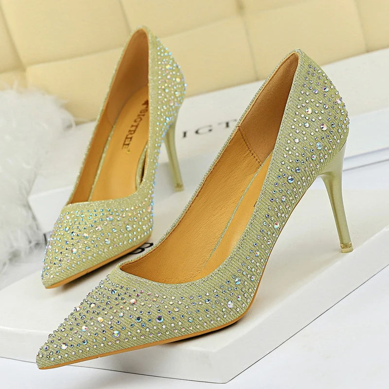 Rhinestone Stiletto Heel Wedding Pumps Fashion Shoes for Women