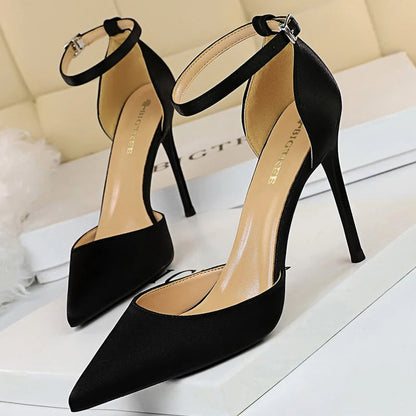 Silk Hollow Out Woman Pumps High Heels for Sexy Party Look