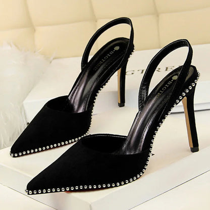Rivet High Heels Woman Pumps Pu Leather 9cm Sexy Party Women Heels
