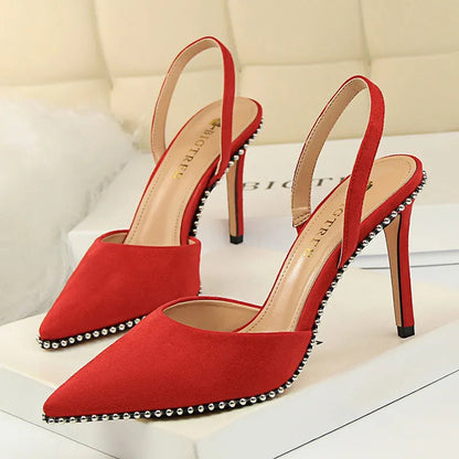 Rivet High Heels Woman Pumps Pu Leather 9cm Sexy Party Women Heels