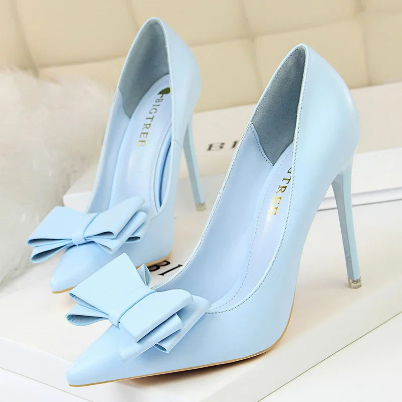 Bow-knot Pumps High Heels Fashion Stiletto Shoes for Women
