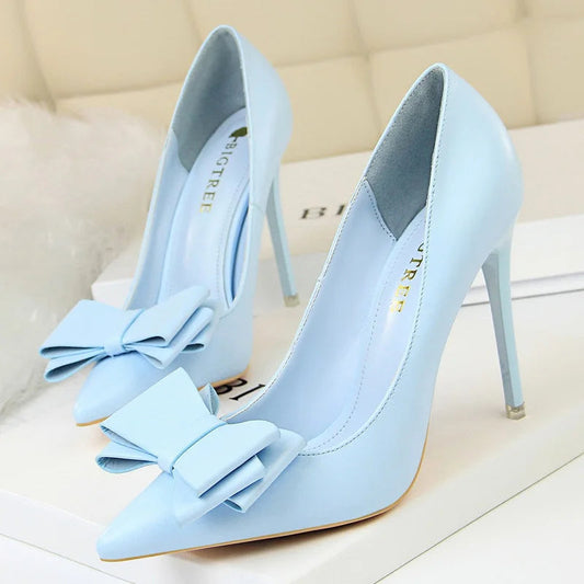 Bow-knot Pumps High Heels Fashion Stiletto Shoes for Women