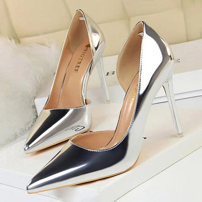 Patent Leather High Heel Pumps for Plus Size Women, Size 43