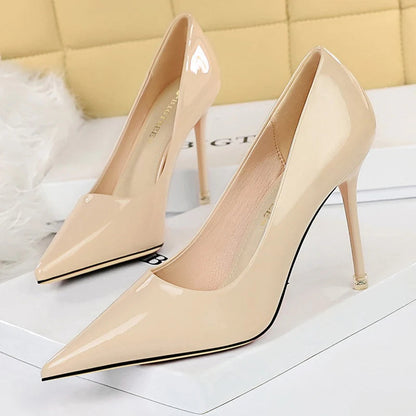Patent Leather High Heel Office Shoes for Women