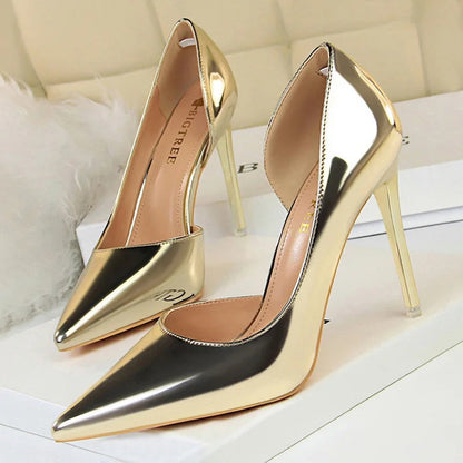 Patent Leather High Heel Pumps for Plus Size Women, Size 43