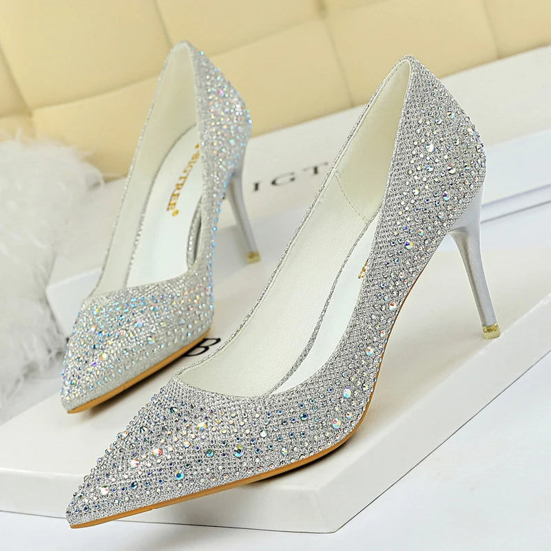 Rhinestone Stiletto Heel Wedding Pumps Fashion Shoes for Women