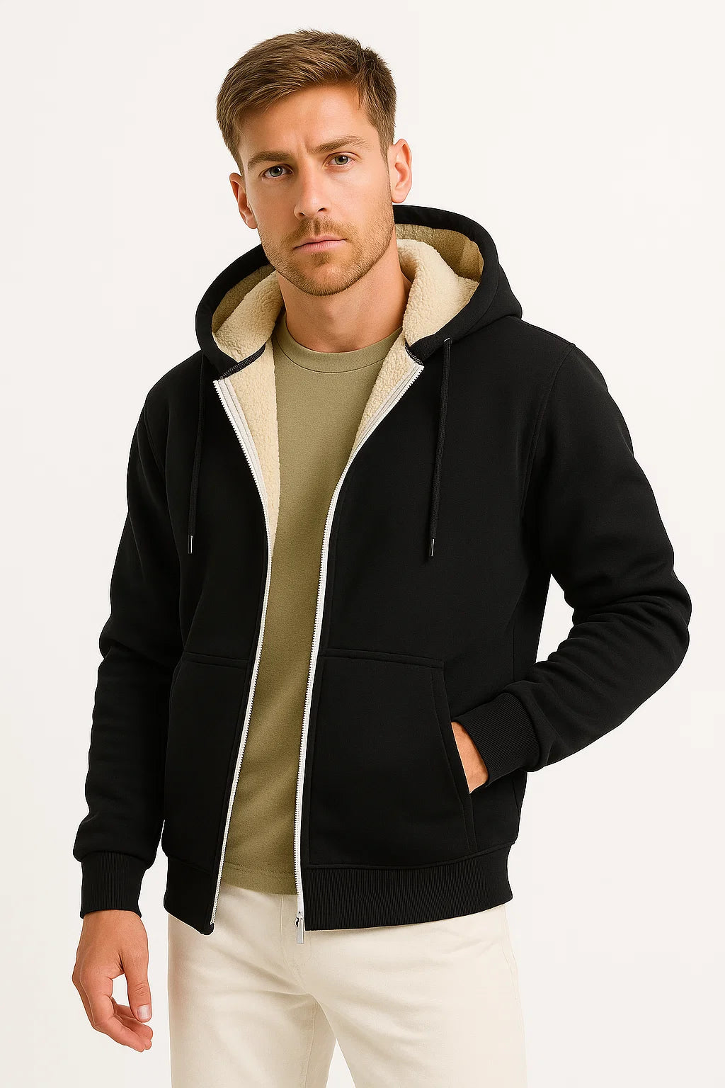 Men’s Zip-Up Fleece Hoodie | Soft Lined | Everyday Comfort