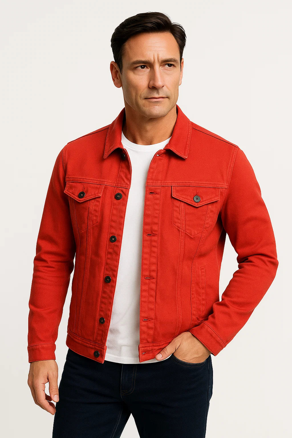 Cotton Blend Denim Jacket | Smart-Casual Regular Fit