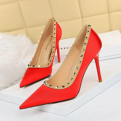 Satin Stiletto High-heeled Single Shoes for a Sexy Nightclub