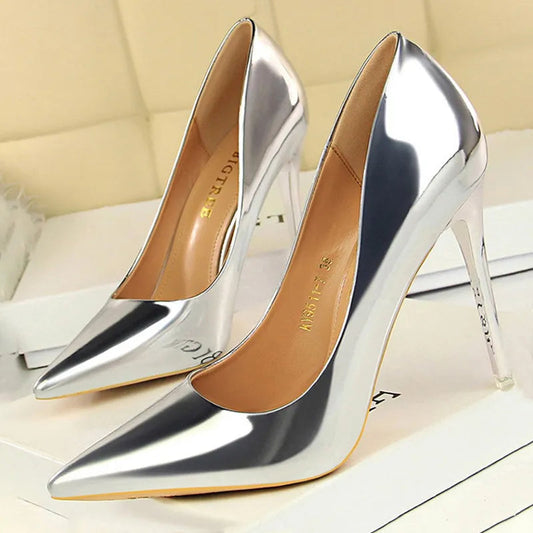 Patent Leather High Heel Wedding Pumps Basic Pump Shoes for Women