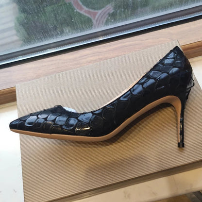 Crocodile-Effect Women Sexy Pointy Toe Stiletto Pumps