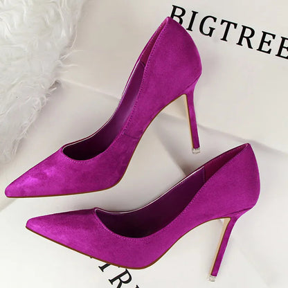 Suede High Heel Pumps - Fashionable Office and Party Shoes
