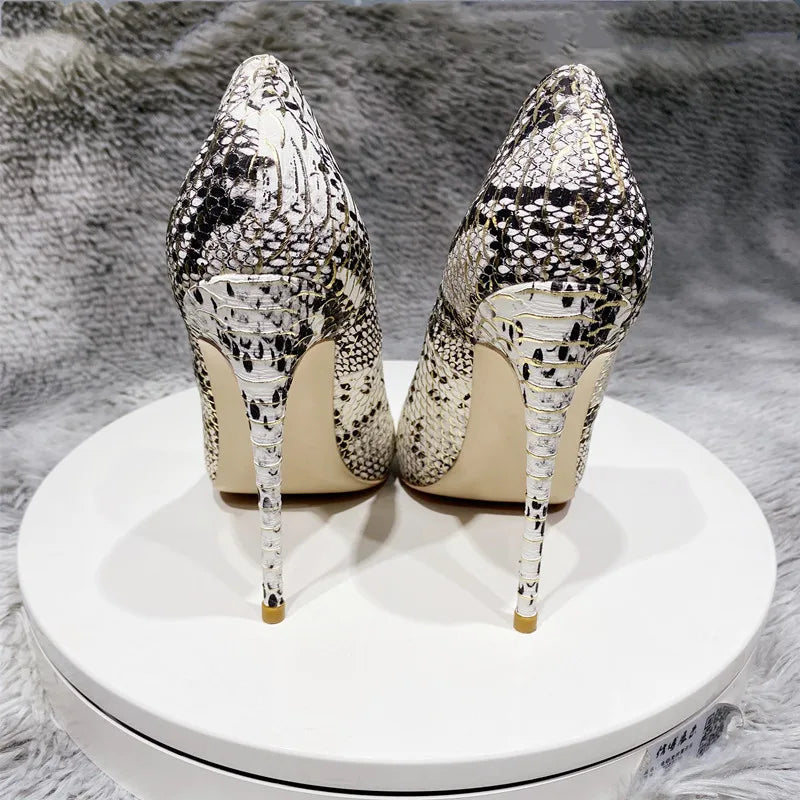 Colorful Crocodile Effect Women Pointy Toe High Heels