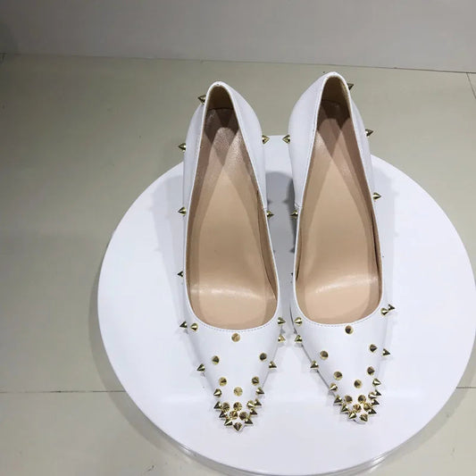 White Matte Spike Pointy Toe High Heel Party Shoes for Women