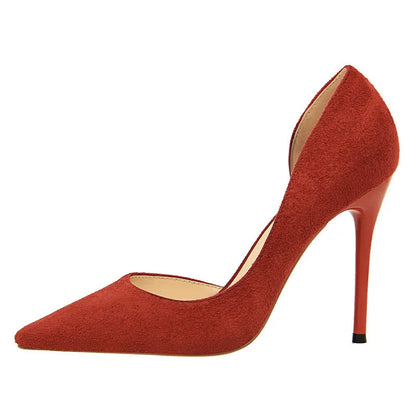 Suede Pointed Toe Stiletto High Heel Pumps for Women