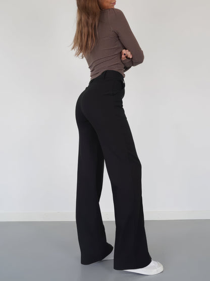 High-Waist Trousers with Straight Legs – Versatile and Comfortable Pants for Any Occasion