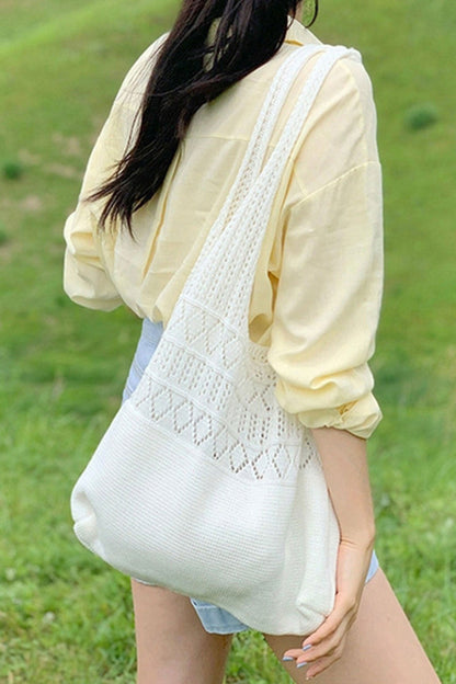 Hollow-out Crochet Knitted Tote Bag