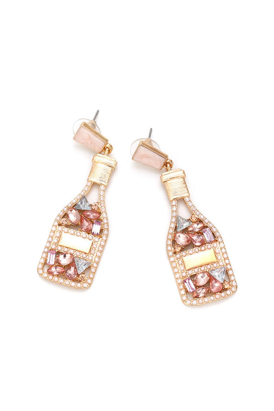 Hollow Wine Bottle Stud Earrings