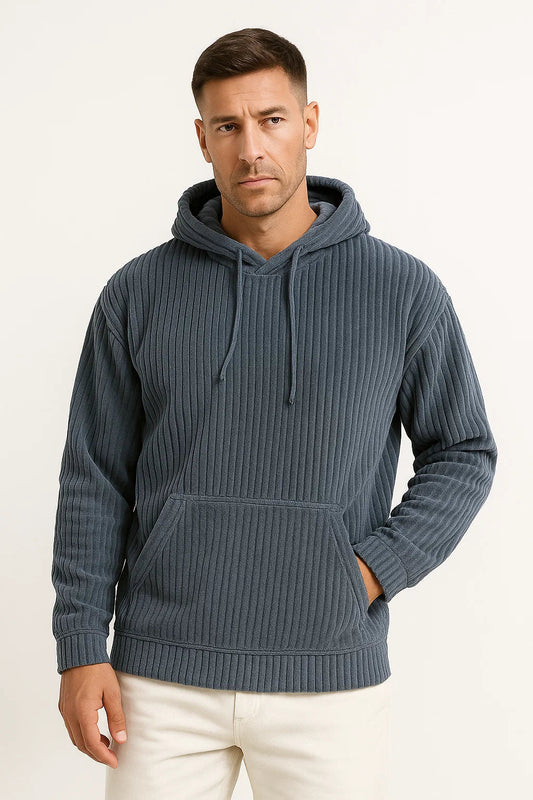 Men's Corduroy Hoodie | Relaxed Fit with Kangaroo Pocket