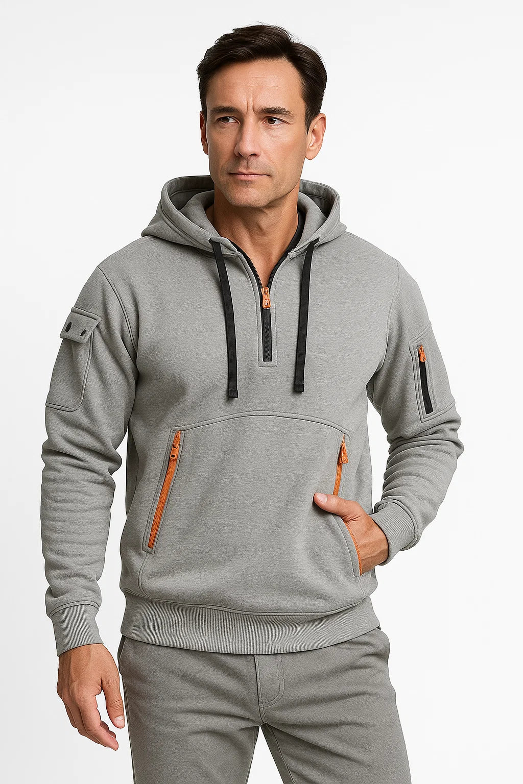 Men's Fleece Hoodie | Zip Detail | Maison Utility Knit