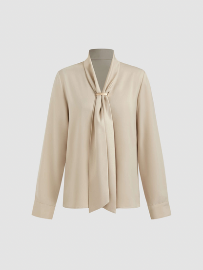 Chiffon Bow Tie Blouse | Long Sleeve | Regular Fit